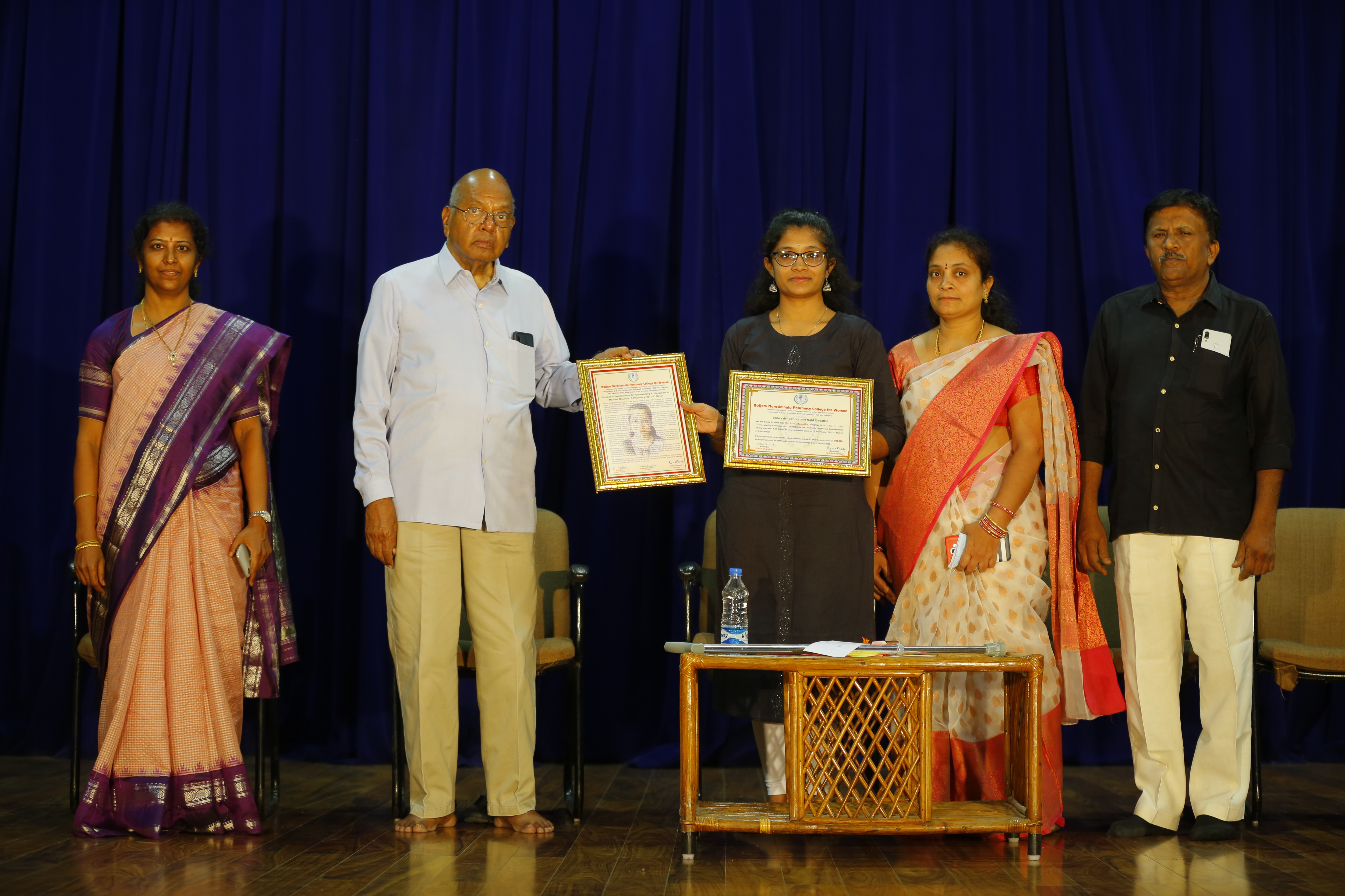 Ms. Erra Mounika(17Z31R0050), University Topper and Gold Medalist Awarded Citation, Certificate and Cash Prize of Rs 10,000 by the College Management.